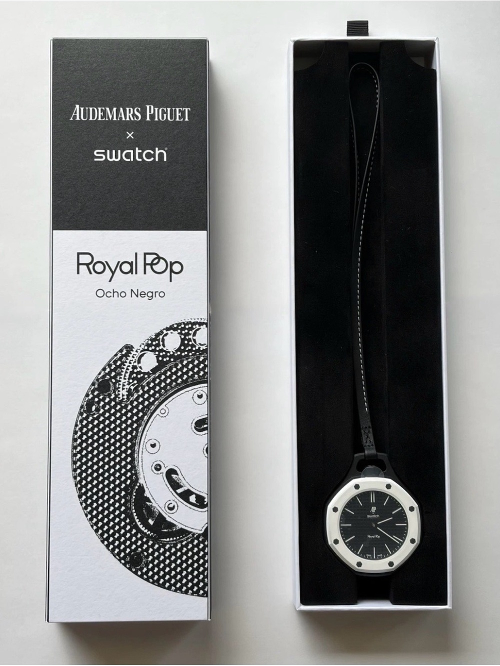 Audemars Piguet Royal Pop Ocho Negro Black and White Watch with Black Strap